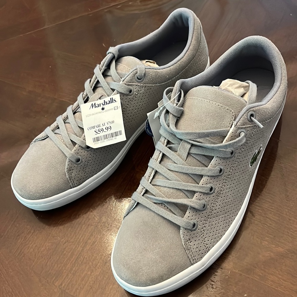 LACOSTE Mens, Grey Suede, 9.5
